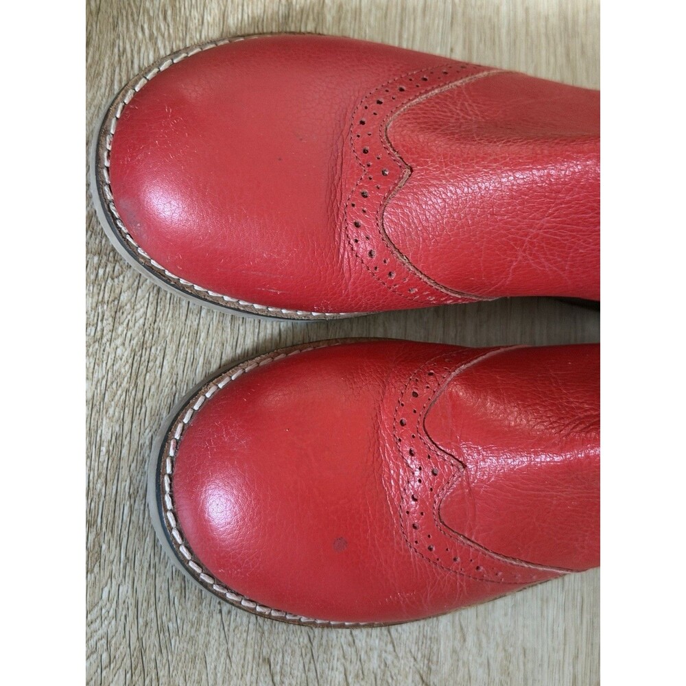 Mini Boden Red Leather Chelsea Boots Kids Girls Zip Up Size EU 35 - Picture 5 of 6